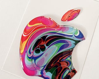 MacBook、iPad、iPhone用レトロレインボーAppleロゴステッカー