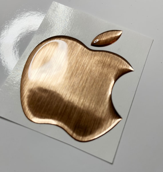 3Dドーム型Appleロゴステッカー：ブラッシュ銅調ビニールデカール