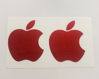 Red Glittery Apple Logo Vinyl Decal for MacBook, iPhone, iPad