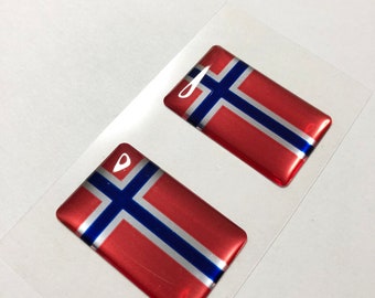 ノルウェー国旗ステッカー デカール：3D樹脂ゲル（2枚）