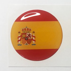 2 pcs x Spain flag stickers (diameter 40 mm ) flag decal 3D resin Silicone gel sticker Spanish flag Car Bike