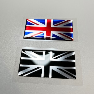 1 pz x adesivi bandiera GB (75x37,5 mm) bandiera decalcomania 3D resina Union Jack silicone