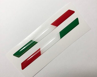 2 pcs x Italian flag stickers (97x8 mm ).  Flag decal, 3D resin, domed