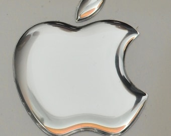 3D Domed Apple Logo Sticker: Chrome Vinyl Decal for MacBook, iPhone