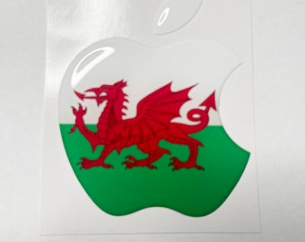 Apple-Aufkleber (Wales-Flagge) für iPhone, MacBook, iPad, iMac oder jede andere Oberfläche :) Apple-Aufkleber, 3D, gewölbt für iPhone, Harz, Logo