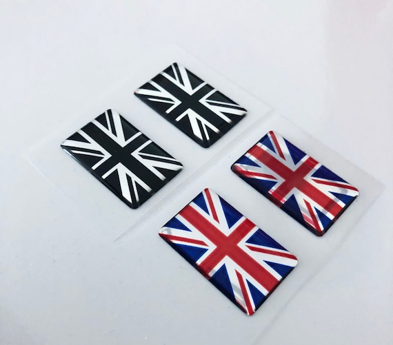 Union Jack Sticker 45mm Union Jack Flag Sticker - Chrome & Black Gloss Domed Gel Decal | UK Made Domed Gel Badge Sticker - Foto 8