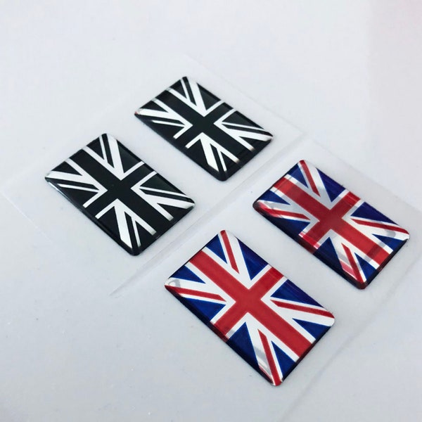 2 pcs x GB flag stickers (32x20 mm ) flag decal 3D resin Silicone gel sticker Union Jack flag Car Bike