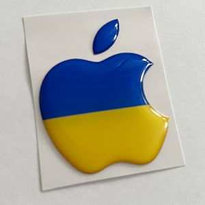 Apple stickers (Ukraine flag) for iPhone, MacBook, iPad, iMac or any other surface :) Apple Accessory, Decal, 3D