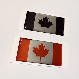 3D Resin Canadian Flag Sticker: Chrome Vinyl Decal (75x37.5 mm )