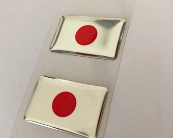 2 stuks x Japanse vlag stickers (32x20 mm of 50x30 mm) vlag sticker 3D hars siliconen gel sticker Japanse vlag auto fiets