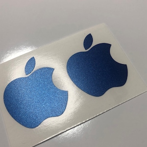 Naklejka z niebieskim brokatem i logo Apple: winylowa naklejka na MacBooka, iPhone&#39;a i iPada