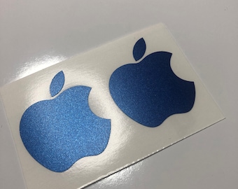 Apple stickers for iPhone, MacBook, iPad, iMac or any other surface :) Apple Decal, 2D, Blue glittery vinyl