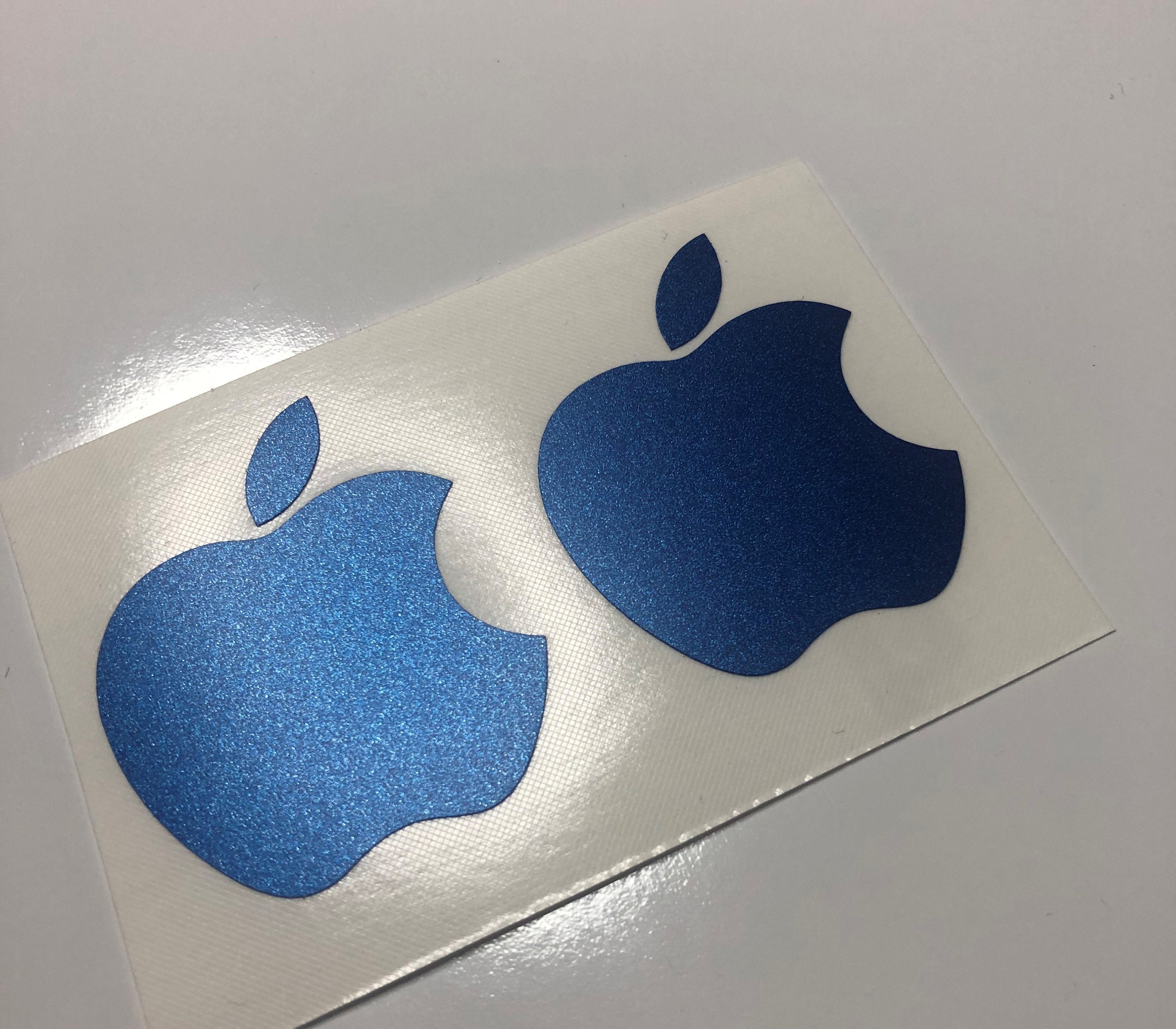 Blue Glitter Apple Logo Sticker: Vinyl Decal for MacBook, iPhone, iPad