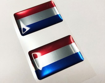 2 x niederländische Flagge Aufkleber (32x20 mm oder 50x30 mm) Flagge Aufkleber 3D Harz Silikongel Aufkleber Flagge der Niederlande Auto Fahrrad