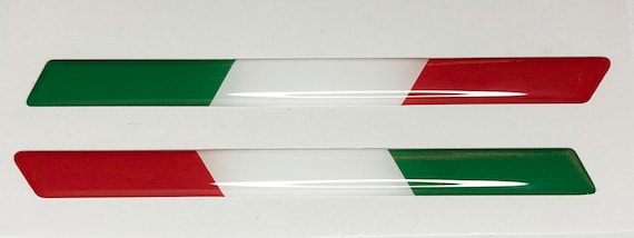 2 adesivi con bandiera italiana 97x8 mm. Decalcomania bandiera, resina 3D,  bombata -  Italia