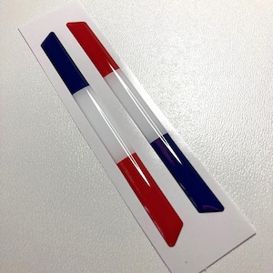 Pegatinas de la bandera francesa: calcomanía de resina abovedada 3D (2 unidades, 97 x 8 mm)