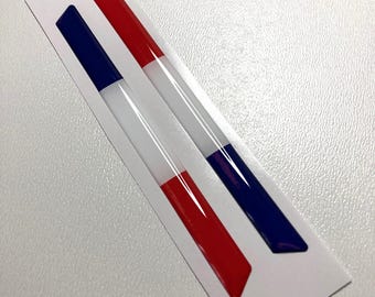 Stickers Franse vlag: 3D-gewelfde harssticker (2 stuks, 97 x 8 mm)