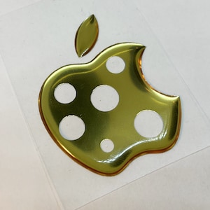Naklejka 3D „Serowe Jabłko”: chromowana naklejka winylowa na MacBooka, iPada i iMaca