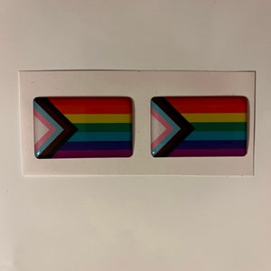 Progress Pride Flag Stickers: 3D Resin Decal (2pcs, 32x20/50x30 mm)