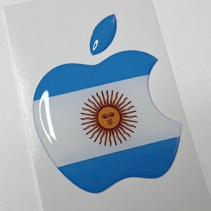 Naklejka na jabłko z flagą Argentyny: Naklejka wypukła 3D