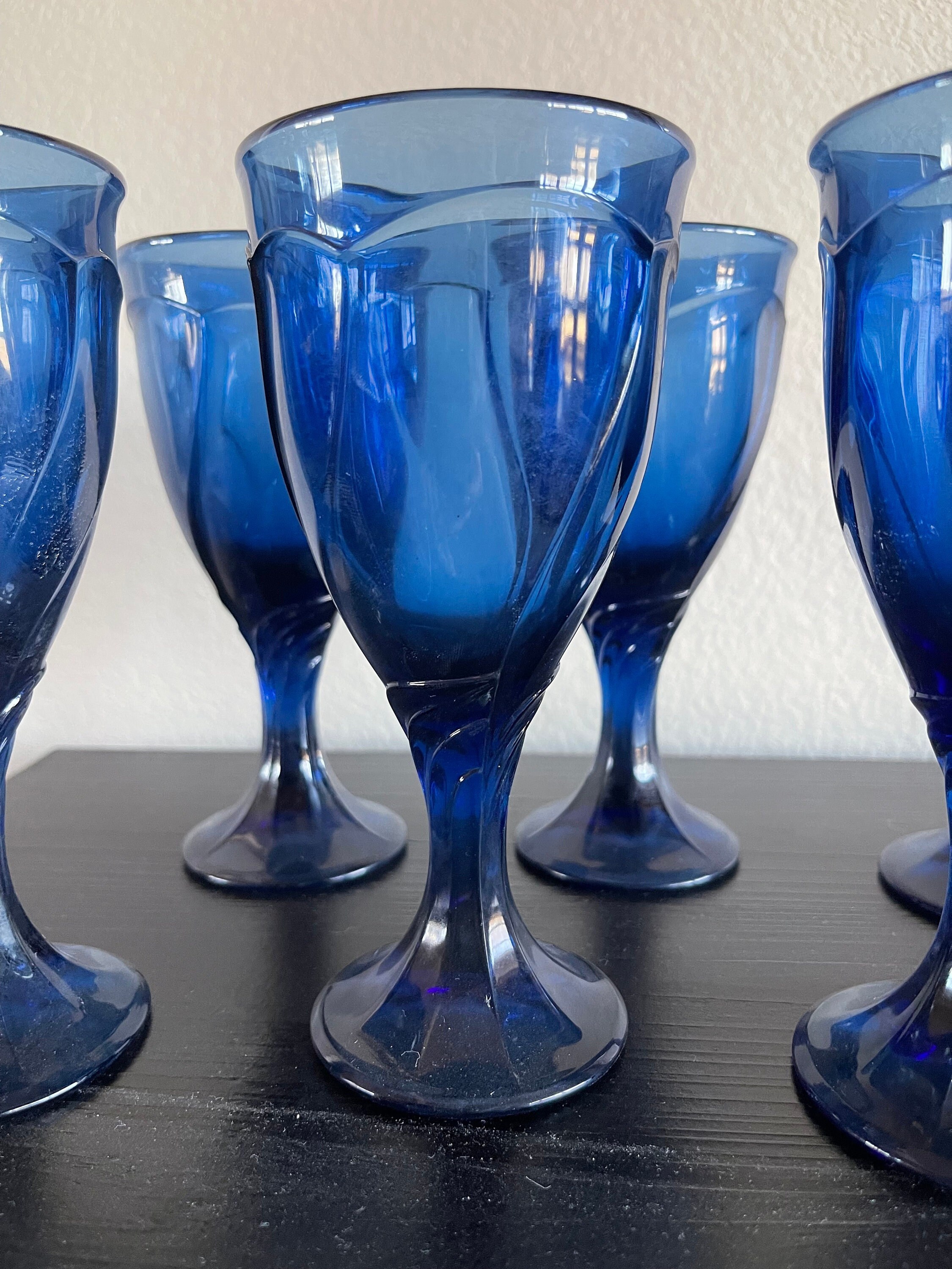 Sweet Swirl Dark Blue Wine Glass by Noritake Etsy