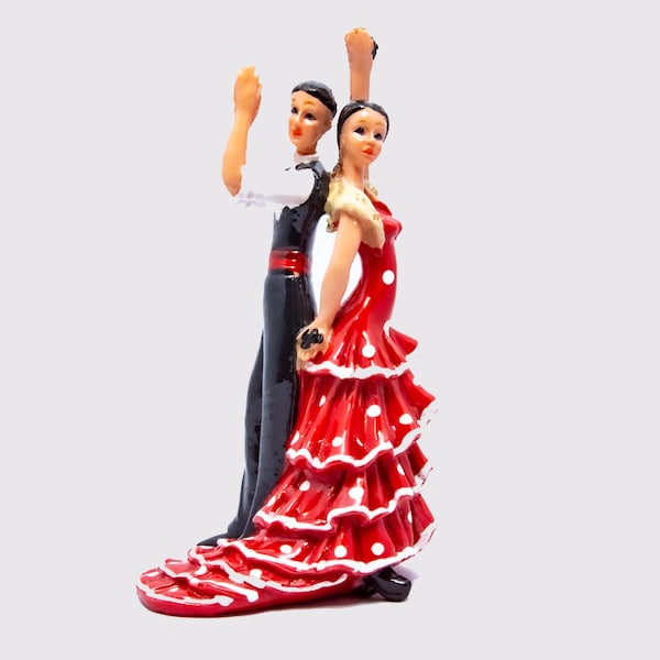 Statue de danseuse espagnole en mosaïque de couple de flamenco réalisée avec de la poussière de marbre et de l'émail. C'est la meilleure collection d'Espagne.