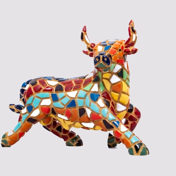 Mosaic Bull statue made with marble dust and with enamel. It's the best collection in Spain.