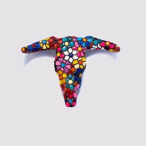 Flower Colored Bull Head Magnets statue made with marble dust and with enamel. It&#39;s the best collection in Spain.
