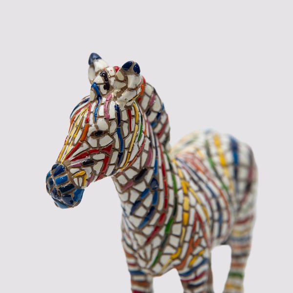 Mix Colored Zebra statue made with marble dust and with enamel. It's the best collection in Spain.