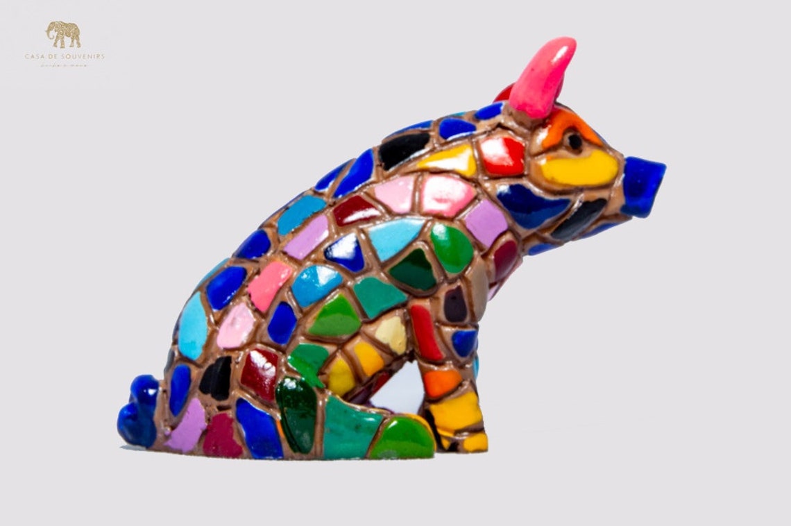 Red and Blue Pig Pig Figurine Pig Statue Decorative Pig Etsy