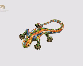 Mischfarben-Mosaik-Salamander-Statue aus Marmorstaub und Emaille. Es ist die beste Sammlung in Spanien.