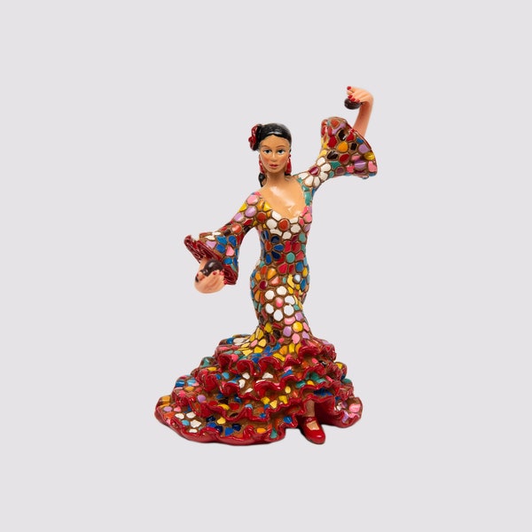 Statue de fleur de danseuse de flamenco réalisée avec de la poussière de marbre et de l'émail. C'est la meilleure collection d'Espagne.