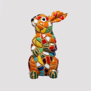 Mosaic Rabbit statue made with marble dust and with enamel. It&#39;s the best collection in Spain.