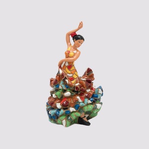 Mosaic Spanish flamenco dancer statue made with marble dust and with enamel. It's the best collection in Spain.