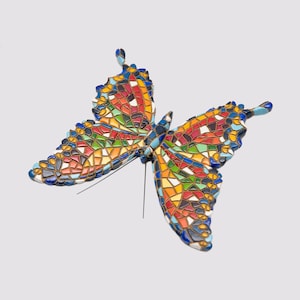 Mix Colors Mosaic Butterfly statue made with marble dust and with enamel. It&#39;s the best collection in Spain.