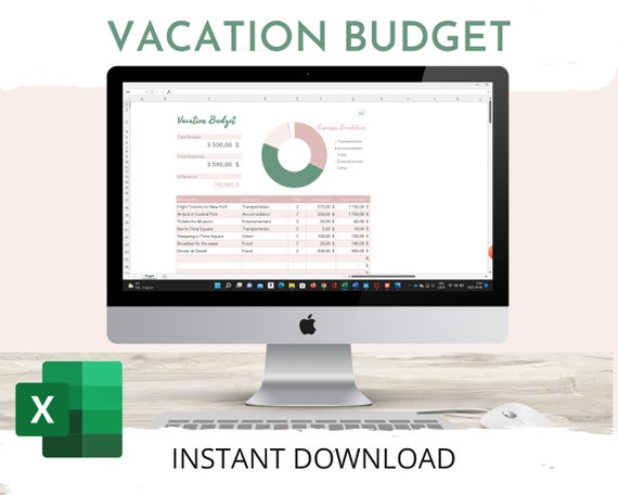 Vacation Budget | Travel Planner | Budget Spreadsheet | Holiday Budget Excel | Travel Planning Tool | Excel Spreadsheet