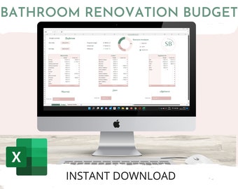 Bathroom Budget Renovation | Excel Speadsheet for Remodel | Budget for House Remodel | Renovation Planner