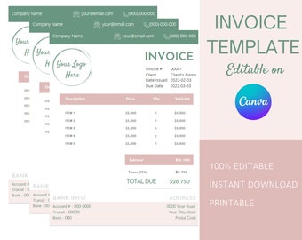 Invoice Template | Printable Invoice | Invoice Canva Template | Editable Billing | Service Invoice | Small Business Invoice