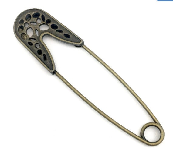Large Decorative Safety Pin in Bronze 80mm BRO 02 Etsy