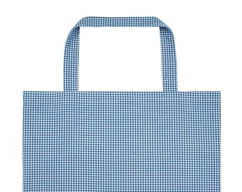 Maxi tote bag made in France / Blue Vichy print in cotton / Shopping bag / Tote bag for shopping / Chic and boho style