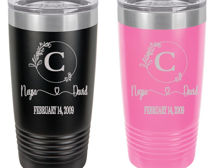 Wedding Tumblers | Personalized Beverage Tumblers | Bride and Groom Gift Set | Wedding Gift | Honeymoon Essentials | Wedding Keepsakes