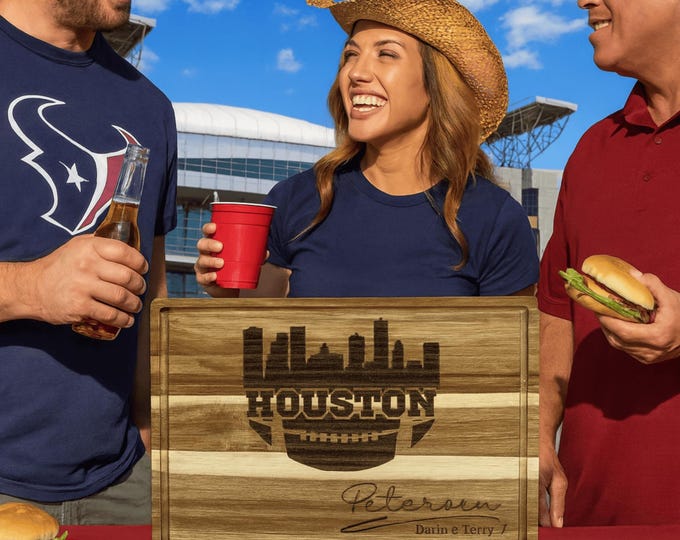 Customized Houston Cutting Board - Perfect Gift for the Football Enthusiast - Personalized Sports Fan Cheese Chopping Board Gift