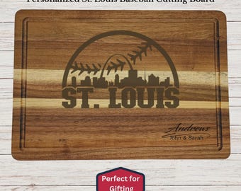Personalized St Louis Baseball Cutting Board, St Louis Fan Gift, Custom Engraved Wood Board, Wedding Gift, Housewarming Gift