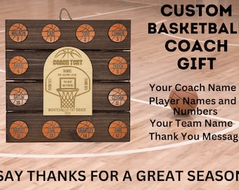 Basketball Coach Gift | Thank You Gifts | Custom End of Season Award | Personalized Coach Appreciation Gift | Team Gift for Sports