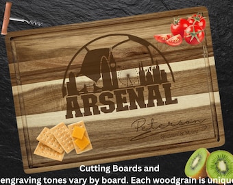 Arsenal FC Cutting Board – Personalized Acacia Wood Football Gift | Custom Engraved Soccer Board for Fans | London Kitchen Decor