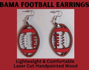 Pendientes de madera Bama, pendientes de fútbol de Alabama, pendientes hechos a mano, pendientes de marea carmesí, regalo de Alabama