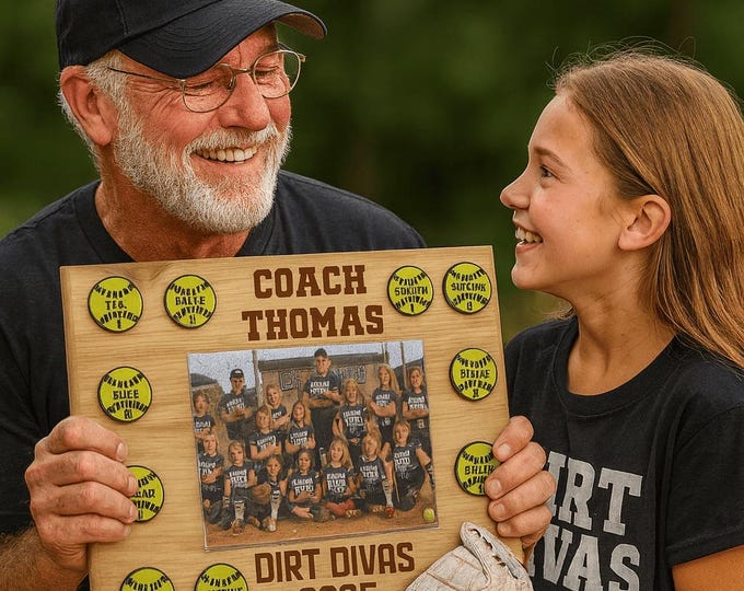 Softball Coach Gift | Team Photo Keepsake | Custom End of Season Award | Personalized Coach Appreciation Gift | Team Gift for Sports
