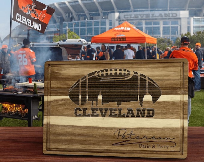 Customized Cleveland Cutting Board - Perfect Gift for the Football Enthusiast - Personalized Sports Fan Cheese Chopping Board Gift