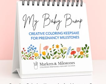 Baby Bump Pregnancy Flip Book | 8.25” Easel Display Keepsake | 62-Page Expecting Mom Gift | Weekly Milestone Journal | Baby Shower Gift