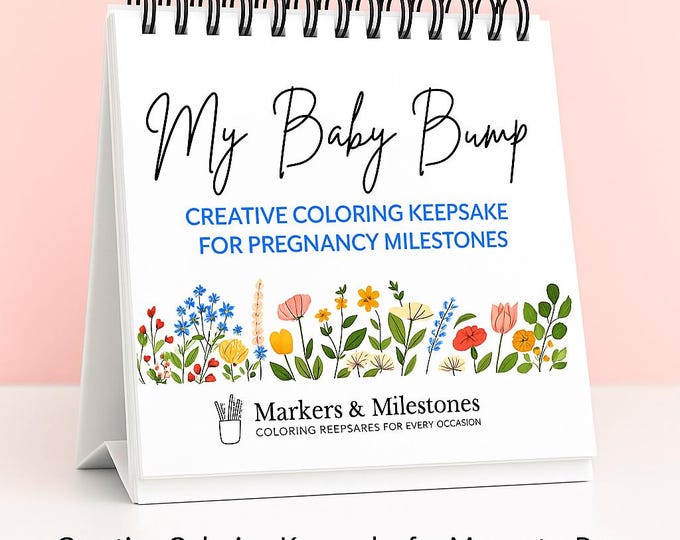 Baby Bump Pregnancy Flip Book | 8.25” Easel Display Keepsake | 62-Page Expecting Mom Gift | Weekly Milestone Journal | Baby Shower Gift